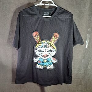 Mishka NYC x kidrobot Muwka Mesh Jersey Double Sided Black Graphic Tee VG- S